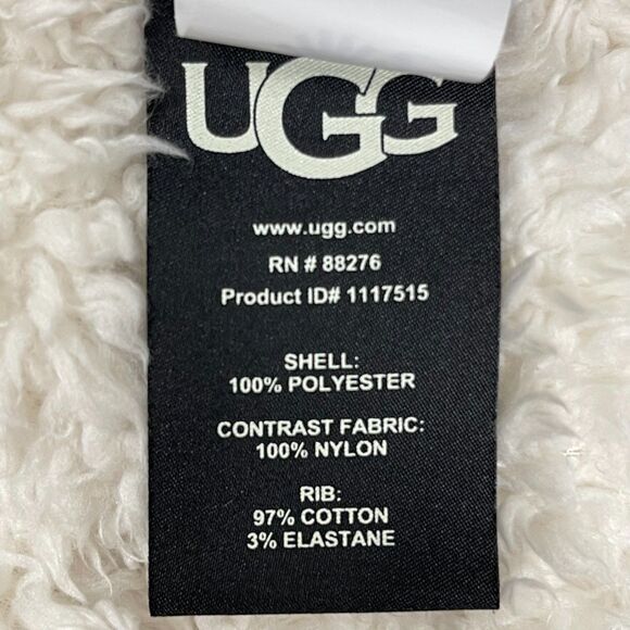 UGG Women's Niko Sherpa Sweatshirt Medium Cream Black Cozy Pullover Crewneck - Picture 12 of 12